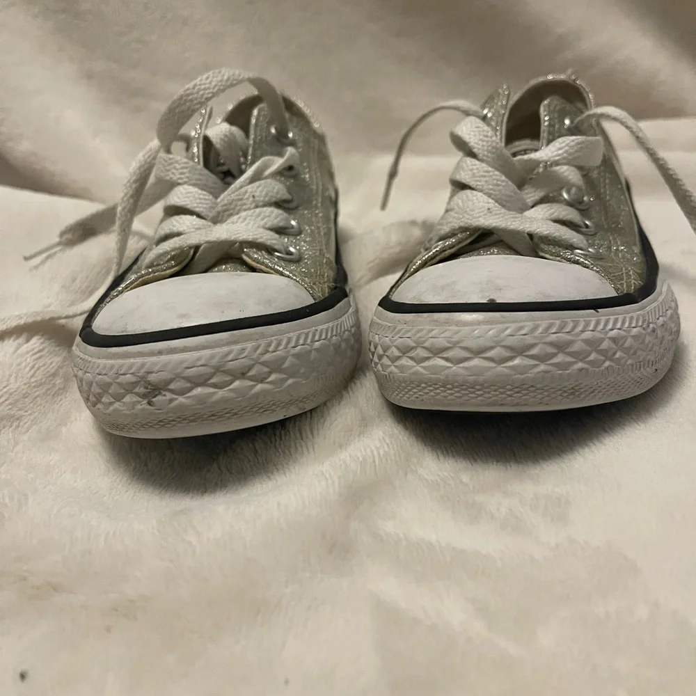 Y2K Glitter Disco Aesthetic Converse Kids Silver Low Top Sneaker 11 641727C